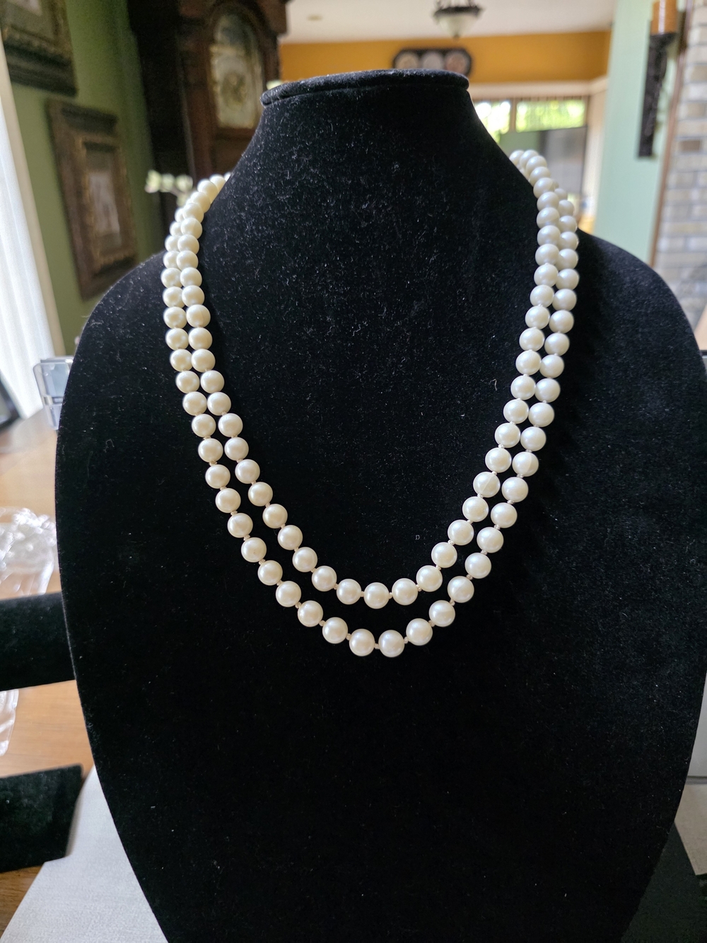 Classic Double Strand White Pearl Necklace